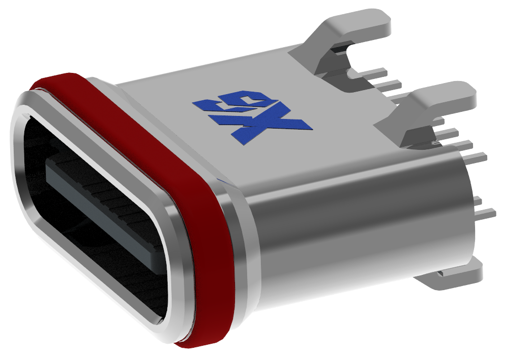 XB-ATCF-16-027-X TYPE C 16P 防水母座立式插板 H=8.0mm(U型粉末金外壳)